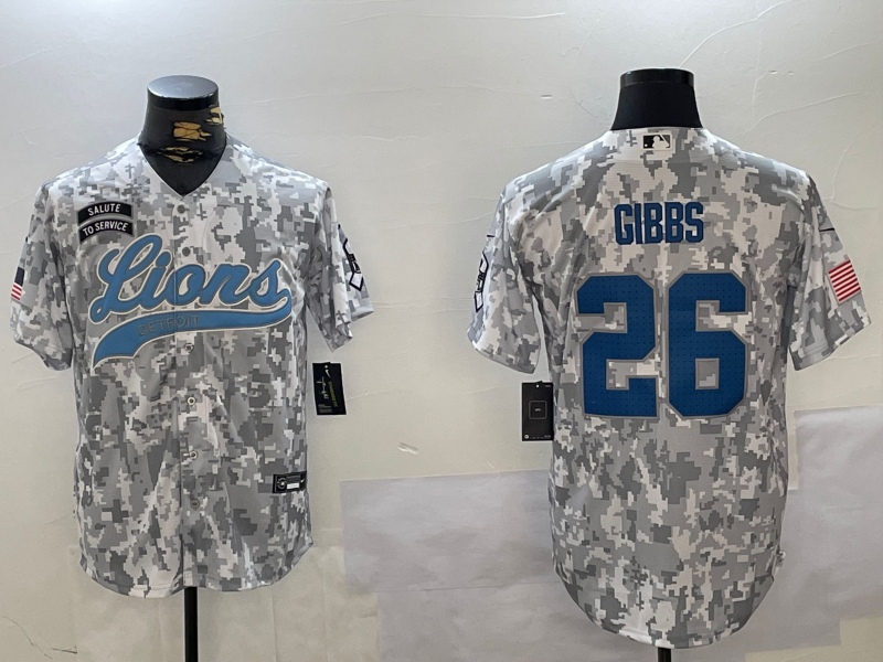 Men's Detroit Lions Jahmyr Gibbs #26 Arctic Camo 2024 Salute to Service Jersey